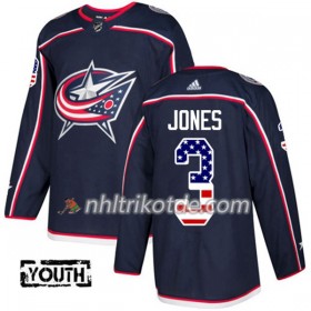 Blue Jackets Trikot Seth Jones 3 Adidas 2017-2018 Marineblau USA Flag Fashion Authentic - Kinder